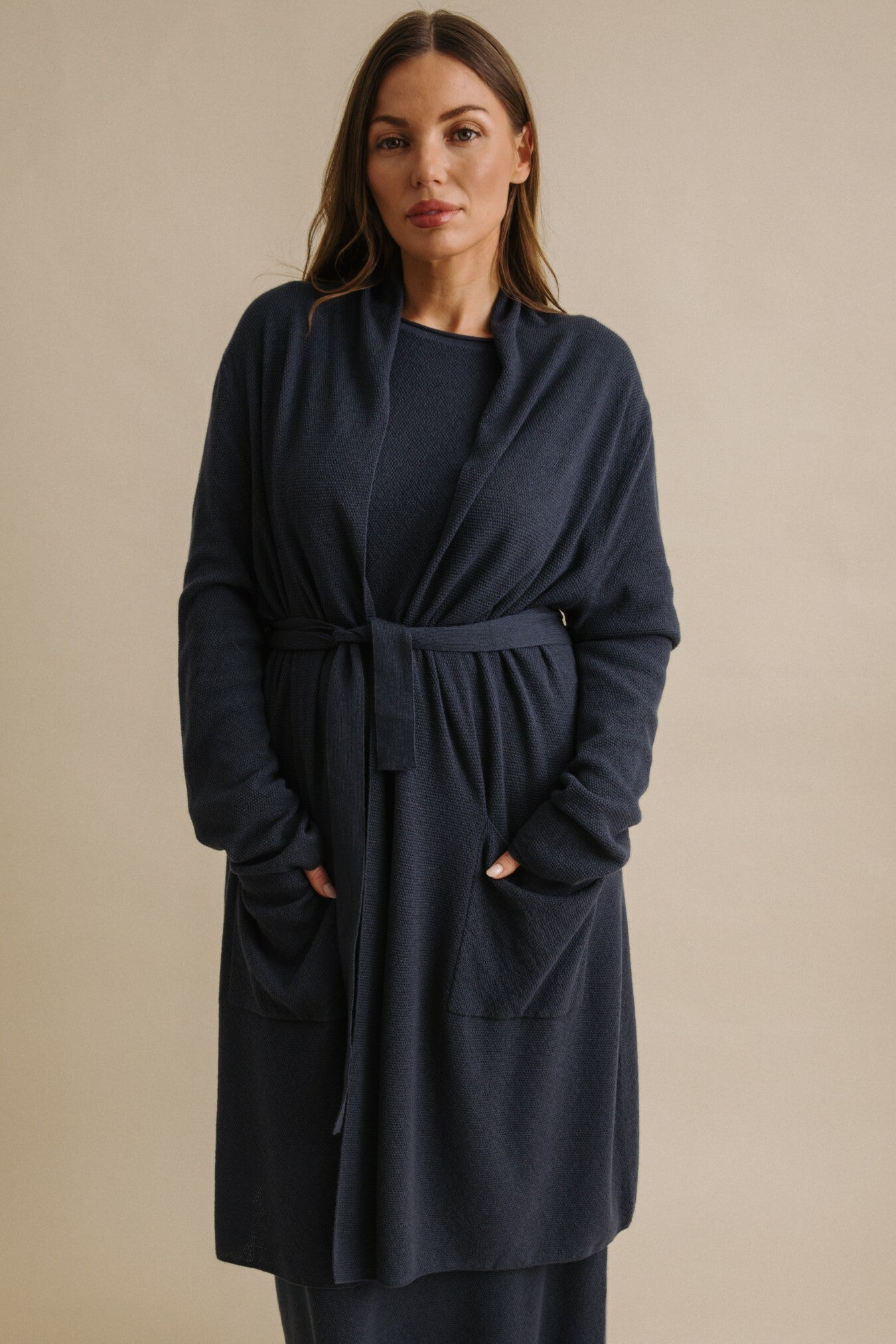 Winter Retreat Merino Cotton Shawl Long Cardi Lake