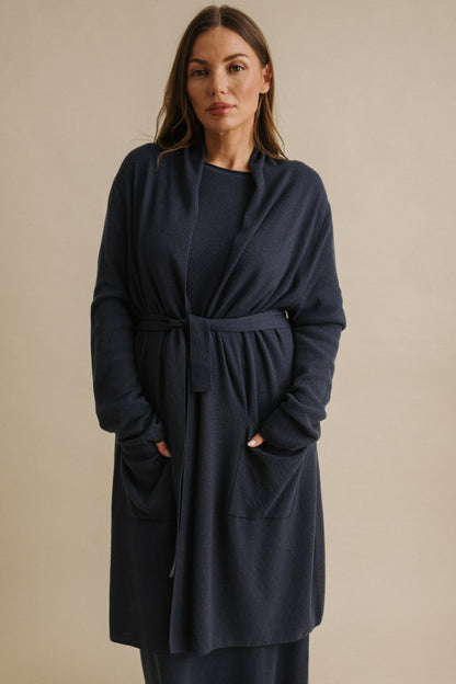 Winter Retreat Merino Cotton Shawl Long Cardi Lake