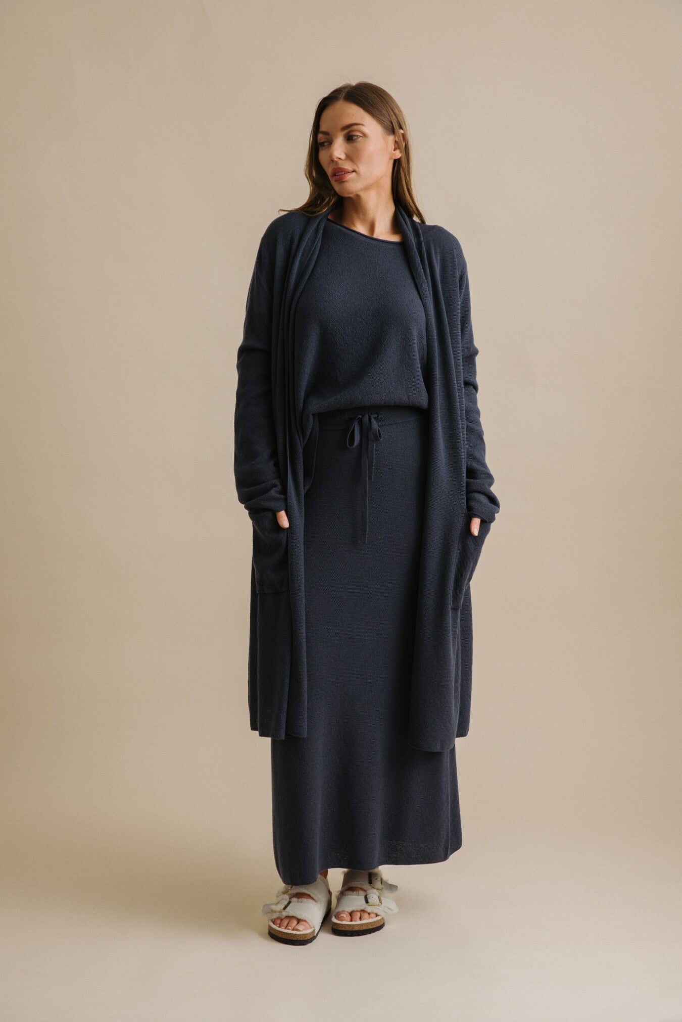 Winter Retreat Merino Cotton Shawl Long Cardi Lake