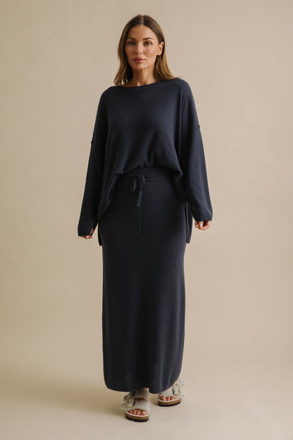 Winter Retreat Merino Cotton Skirt Lake