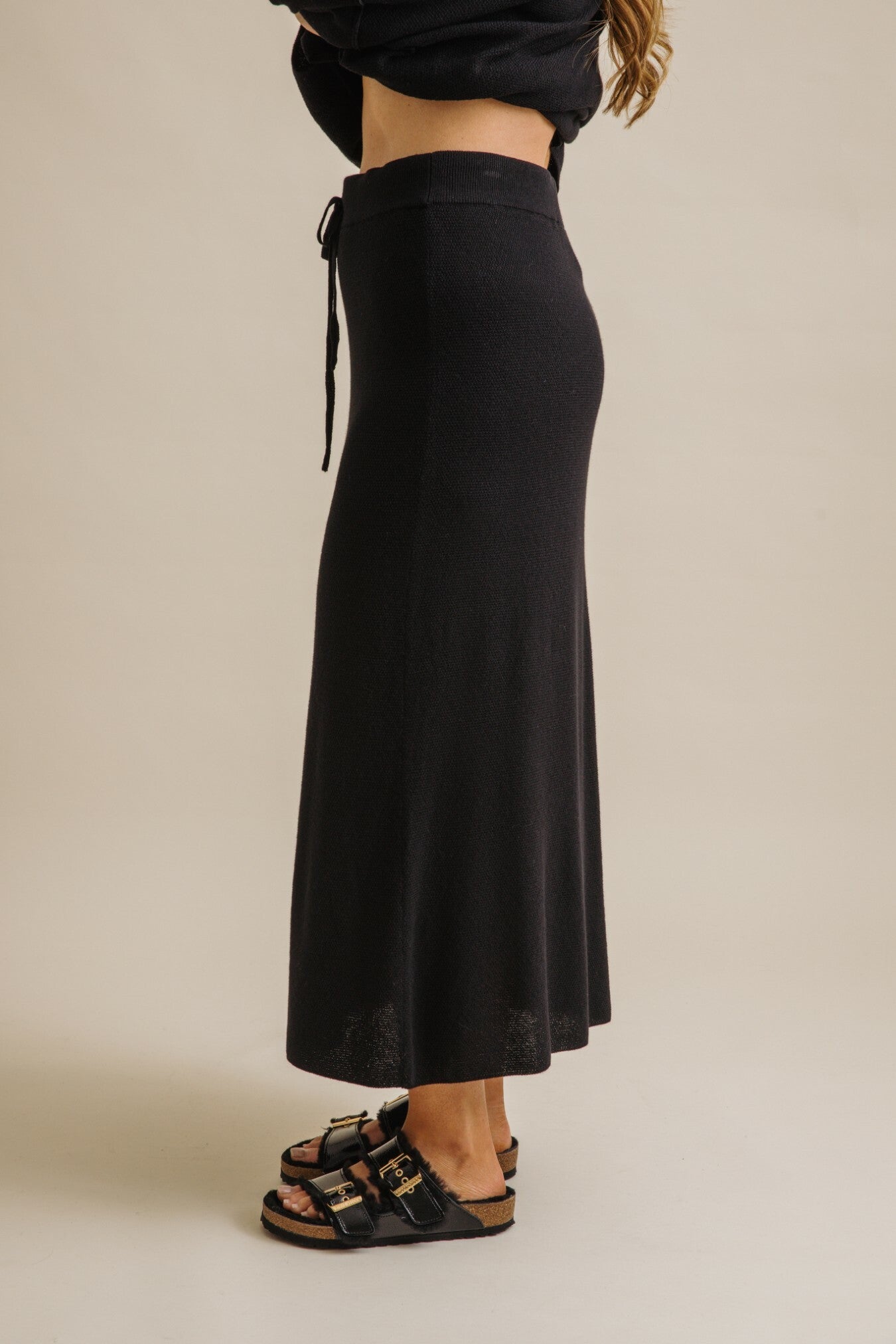 Winter Retreat Merino Cotton Skirt Noir