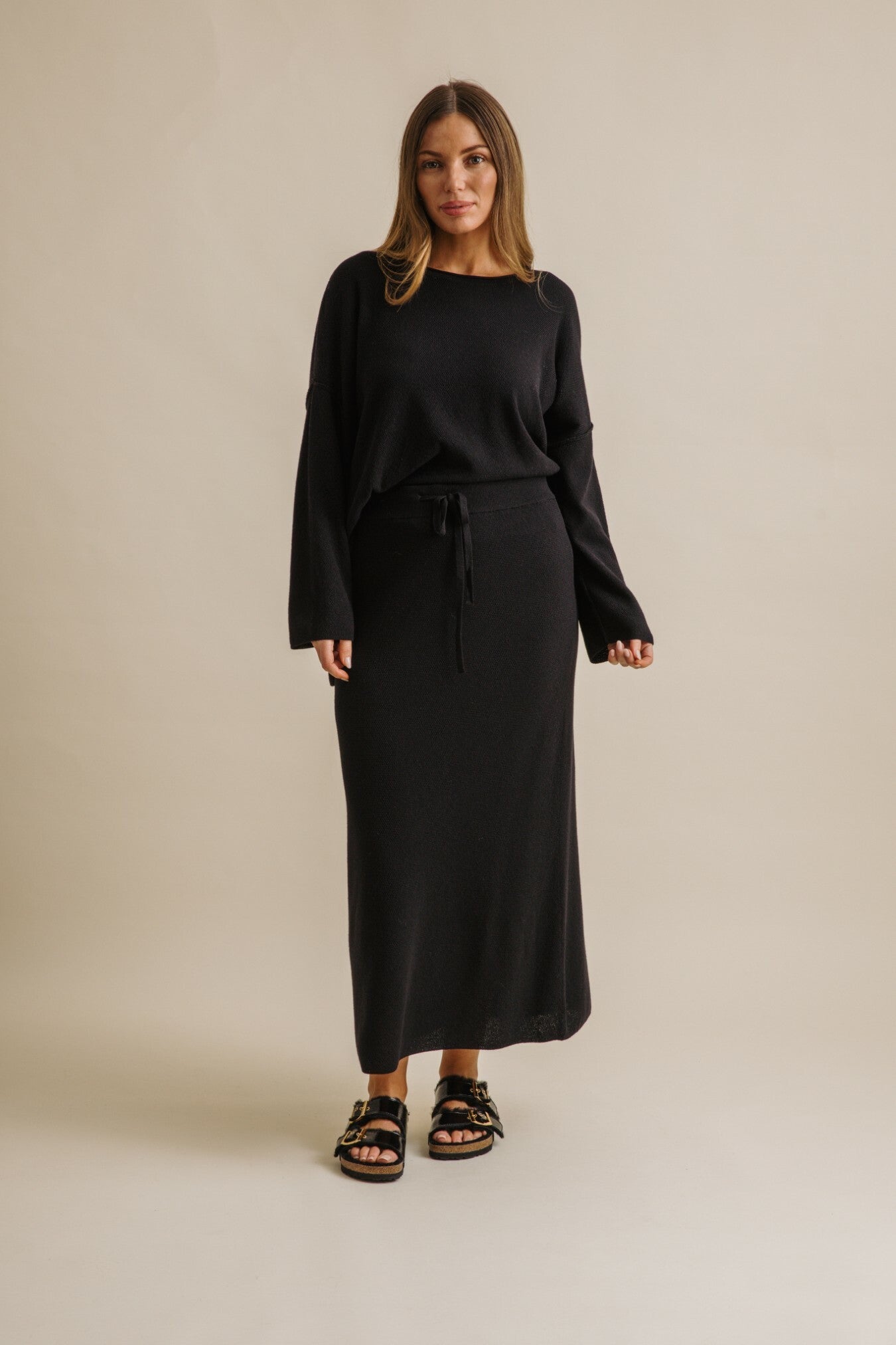 Winter Retreat Merino Cotton Skirt Noir