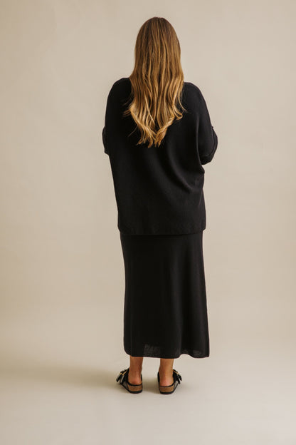 Winter Retreat Merino Cotton Skirt Noir