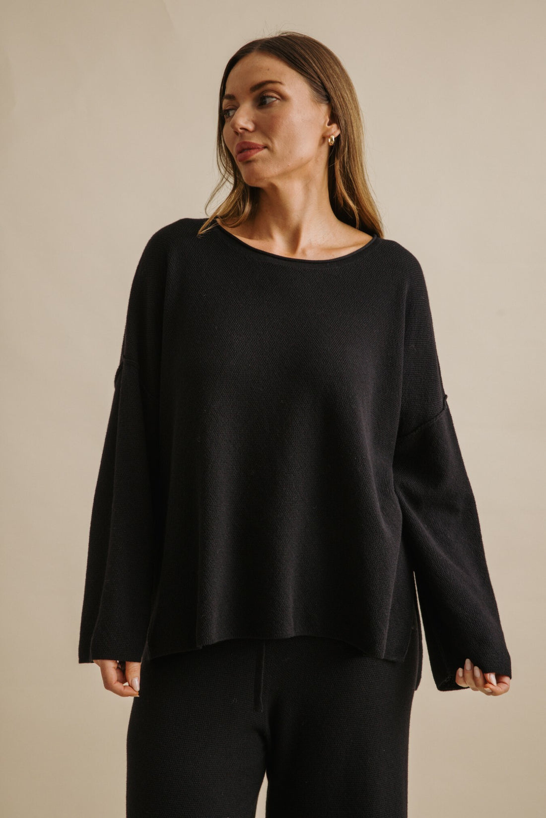 Winter Retreat Merino Cotton Pullover Noir