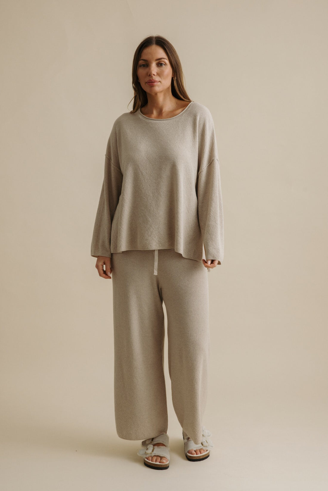 Winter Retreat Merino Cotton Pullover Wheat