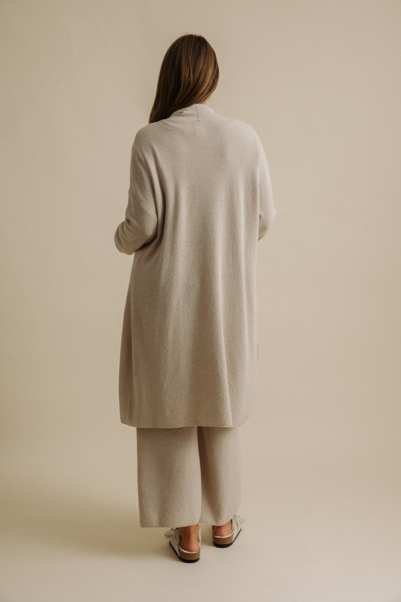 Winter Retreat Merino Cotton Shawl Long Cardi Wheat