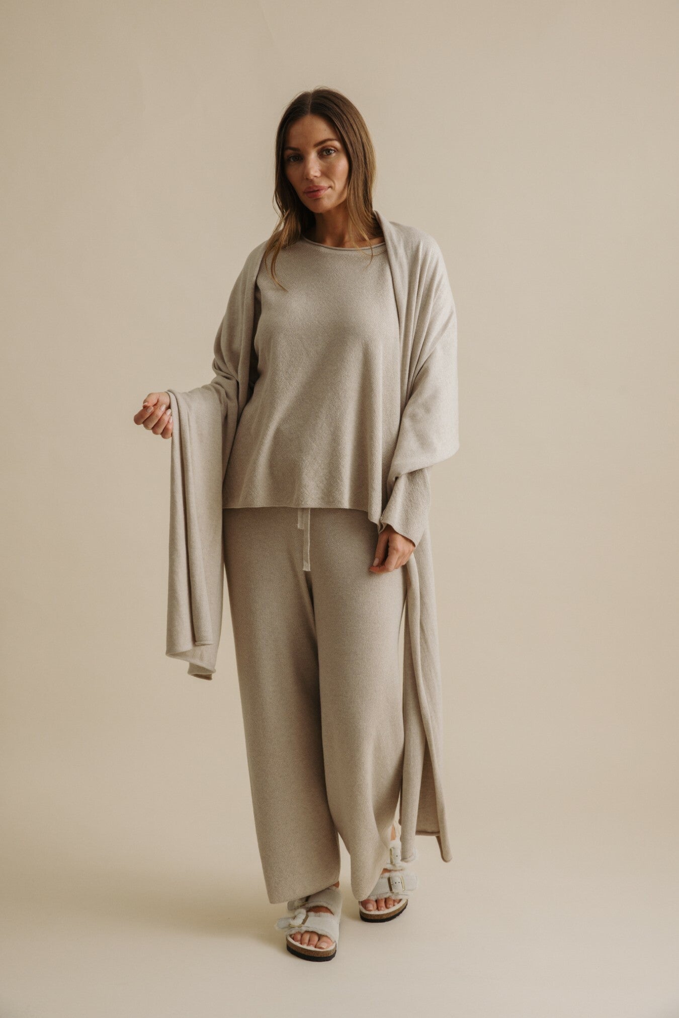 Winter Retreat Merino Cotton Wrap Wheat